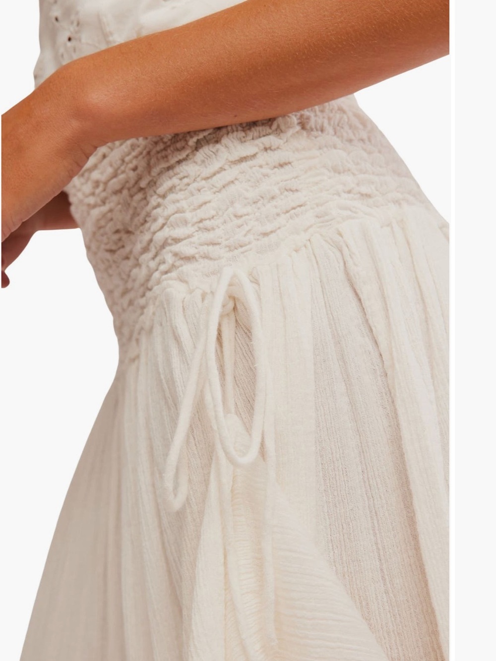 Free People Cream Smocked Convertible Boho Dress/Skirt - Picture 4 of 10